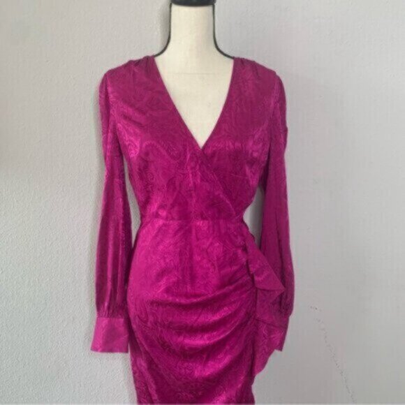 NWT Veronica Beard Weiss Side Ruffle Long Sleeve Silk Blend Dress - Picture 11 of 15